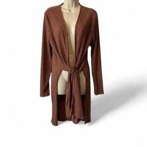 Blu Pepper Mauve Front Tie Knit Duster